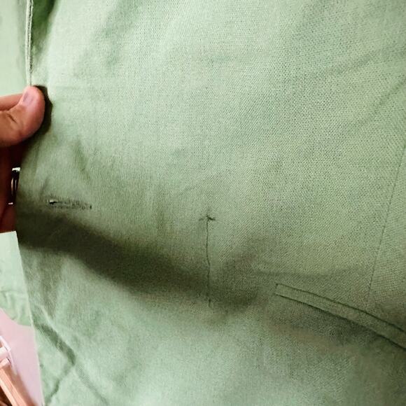 THAKOON COLLECTIVE Green Oversized Linen Blazer Size 12 - Picture 10 of 14